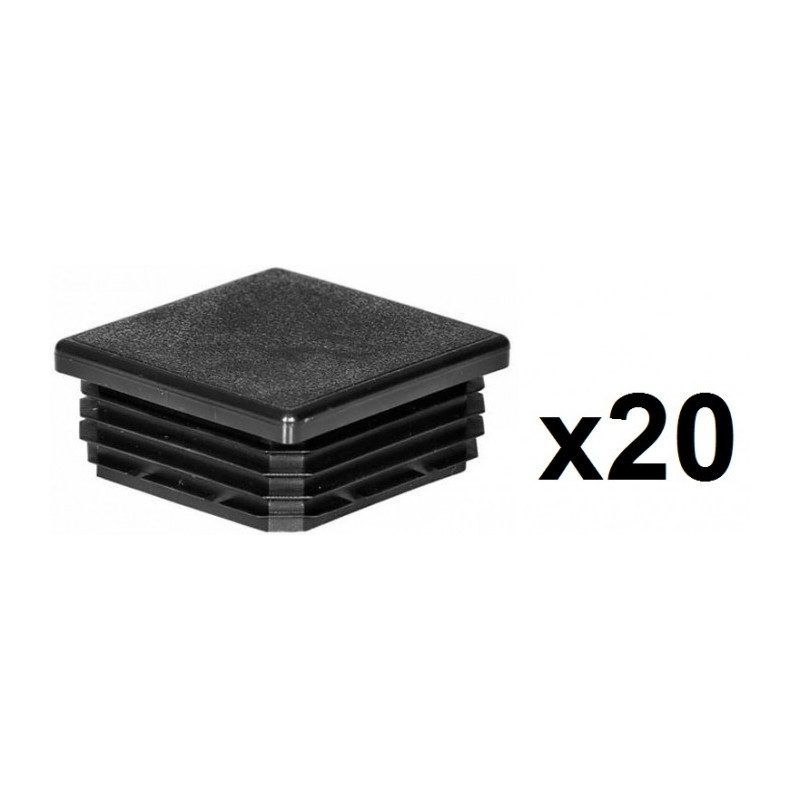 20 Embouts poteaux carrés 60mm plastiques rentrant noir