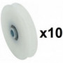 10 Roues gorge U 10mm - Ø60mm en nylon