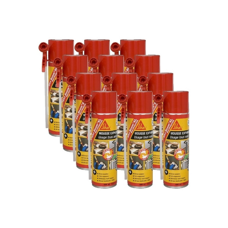 12 Cartouches Mousse expansive polyuréthane Boom XL multiposition 500 ml SIKA