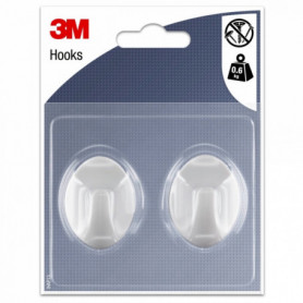 Crochets adhésifs - ovale - blanc - moyen modèle (x2) 3M Crochets adhésifs - ovale - blanc - moyen modèle (x2) 3M