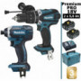 Pack Makita Premium Pro 18V 5Ah: Perceuse à percussion 91Nm DHP458 + Visseuse à chocs 165Nm DTD152 + 2 batteries + coffret