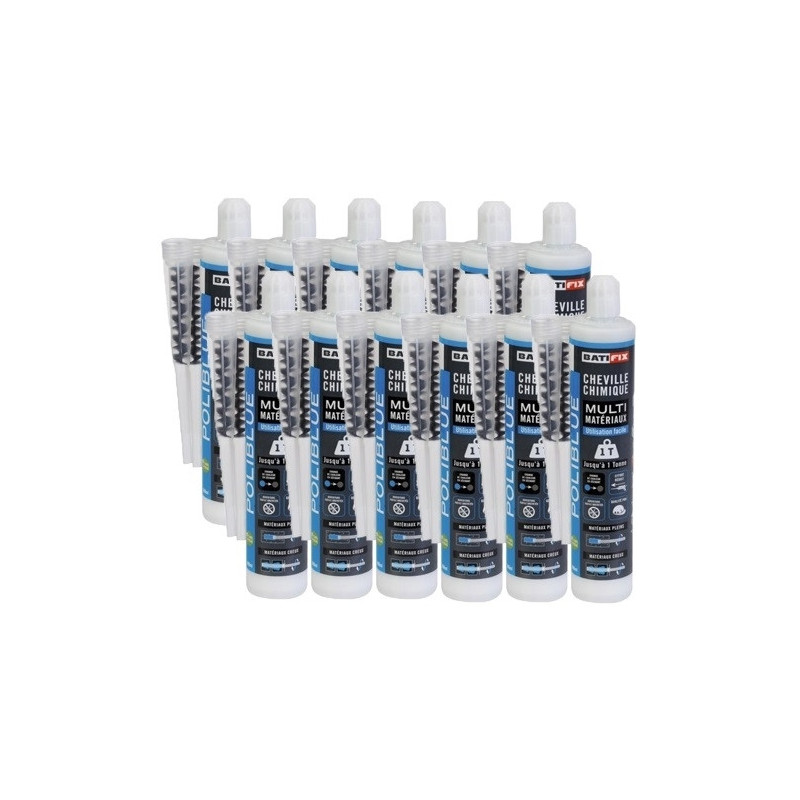 12x Cartouches Scellement chimique POLIBLUE 300ml - gris - BATIFIX