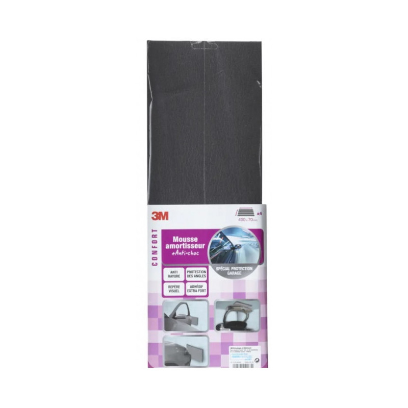 Lot de 4 mousses adhésives basiques gris 400x70mm