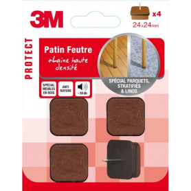 Lot de 4 patins feutres laine à clouer marron 24mmx24mm Lot de 4 patins feutres laine à clouer marron 24mmx24mm