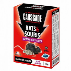 Pat'appât rats et souris - espèces résistantes - 150g CAUSSADE Pat'appât rats et souris - espèces résistantes - 150g CAUSSADE