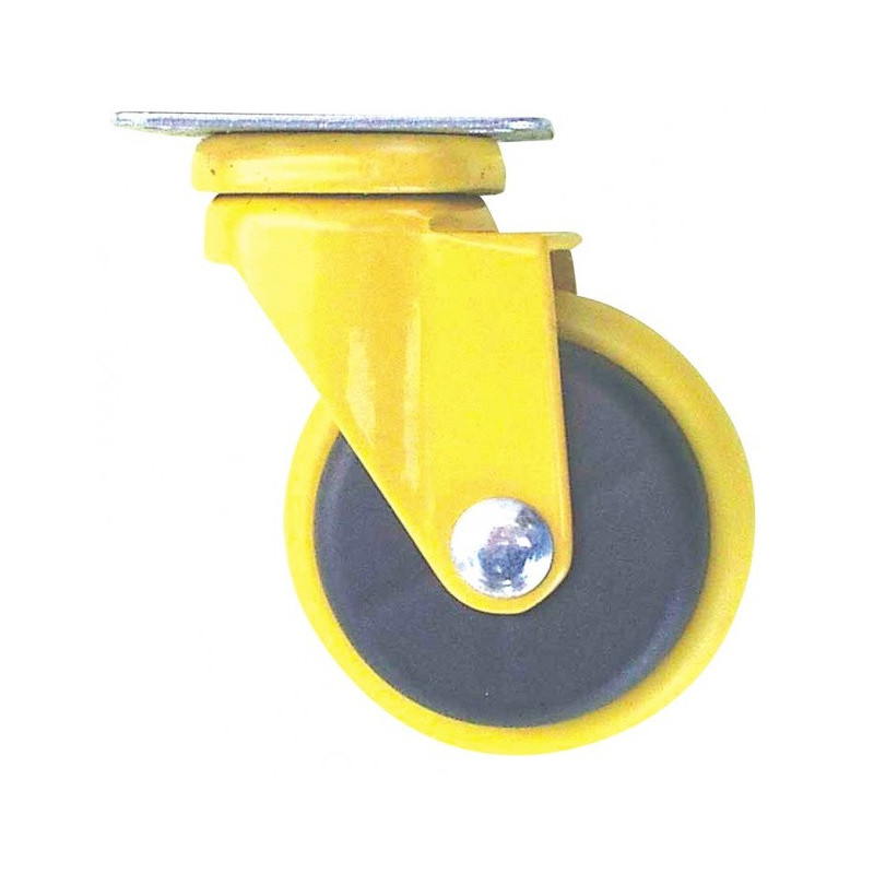 Roulette pivotante design à platine jaune diam50mm 366503 GUITEL