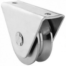 Roue gorge V sur roulement pour portail 20mm en applique - Ø120mm Roue gorge V sur roulement pour portail 20mm en applique - Ø120mm