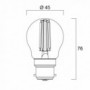 Ampoule led SPH B22 827 4,5W  égal à  40W SYLVANIA Cla fil SYLVANIA