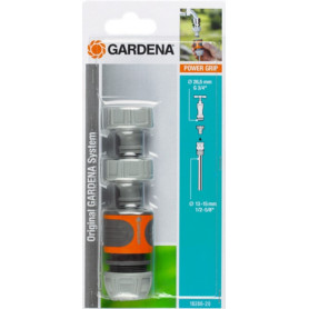 Nécessaire raccordement robinet extérieur: raccord d'arrosage et 2 nez de robinet pour tuyaux 13mm (1/2") et 15mm (5/8) 18286-2 Nécessaire raccordement robinet extérieur: raccord d'arrosage et 2 nez de robinet pour tuyaux 13mm (1/2") et 15mm (5/8) 18286-2