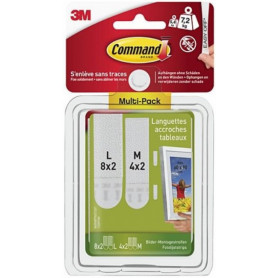 24 Languettes (8 moyen + 16 grand) accroche tableaux cadres Command 3M multipack 24 Languettes (8 moyen + 16 grand) accroche tableaux cadres Command 3M multipack