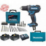 Perceuse visseuse Makita 18V 62Nm DDF482 + 2 batt 3 Ah + Coffret 34 accessoires de perçage vissage MACCESS Edition Limitée