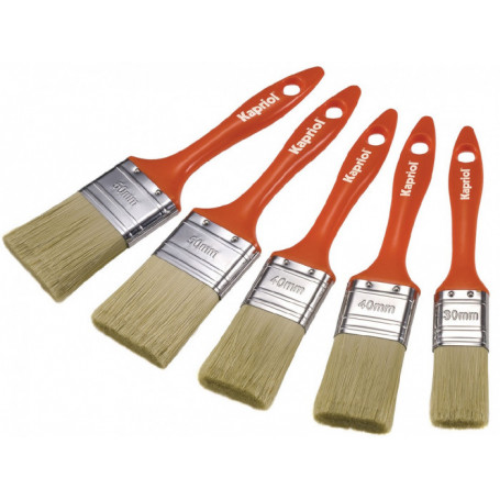 Lot de 5 pinceaux plats 30mm,40mm, 50mm tout type de peinture, émail, eau et acrylique KAPRIOL