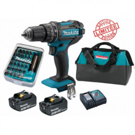 Perceuse visseuse à percussion Makita 18V 62Nm DHP482 + 2 batt 3 Ah + 30 embouts de vissage + porte-embout magnétique + sac Perceuse visseuse à percussion Makita 18V 62Nm DHP482 + 2 batt 3 Ah + 30 embouts de vissage + porte-embout magnétique + sac