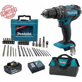 Perceuse visseuse à percussion Makita 18V 62Nm DHP482 + 1 batt 3 Ah + Coffret 34 accessoires de perçage vissage MACCESS + sac Perceuse visseuse à percussion Makita 18V 62Nm DHP482 + 1 batt 3 Ah + Coffret 34 accessoires de perçage vissage MACCESS + sac