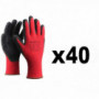 40 Paires de gants de protection manutention générale SMART GRIP rouge KAPRIOL