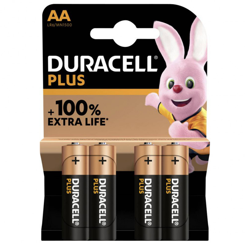 4 Piles alcalines Plus 100% LR6/AA (1,5V) DURACELL