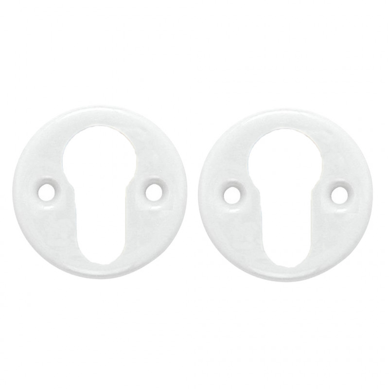 Ensemble de 2 rosaces en porcelaine blanche - trou de cylindre. Ensemble de 2 rosaces en porcelaine blanche - trou de cylindre - Destination : Porte d'entrée - Couleur : Blanc - Diamètre : 48 mm - Percement : Trou de cylindre - Matière principale : Porcelaine de Limoges - Finition du produit : Mat