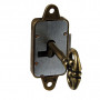 Serrure de meuble rustique pour porte gauche - axe 20mm - zamak bronze