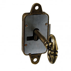 Serrure de meuble rustique pour porte gauche - axe 25mm - zamak bronze Serrure de meuble rustique pour porte gauche - axe 25mm - zamak bronze