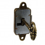 Serrure de meuble rustique pour porte gauche - axe 25mm - zamak bronze