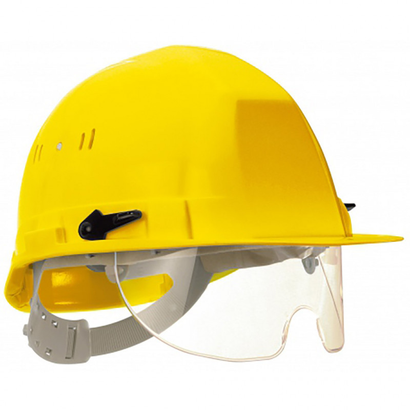 Casque de chantier avec lunettes intégrées jaune