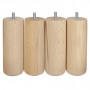 4 Pieds de lit cylindriques en hêtre brut 150mm