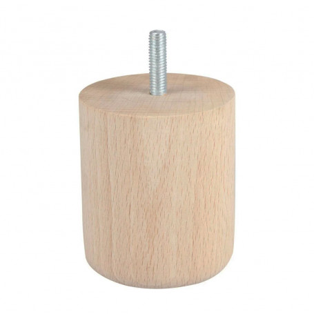 Pied de meuble cylindrique en hêtre brut 80mm