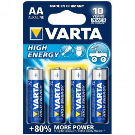 4 Piles alcalines LR6/AA Varta High Energy (1,5V) 4 Piles alcalines LR6/AA Varta High Energy (1,5V)