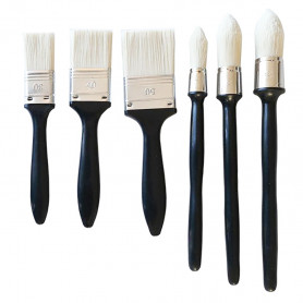 Lot de 6 pinceaux : plat, à rechampir manche polypropylène Lot de 6 pinceaux : plat, à rechampir manche polypropylène