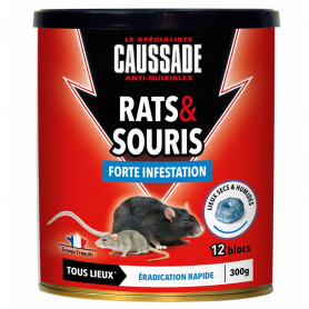 Blocs rats et souris - forte infestation - 300g CAUSSADE Blocs rats et souris - forte infestation - 300g CAUSSADE