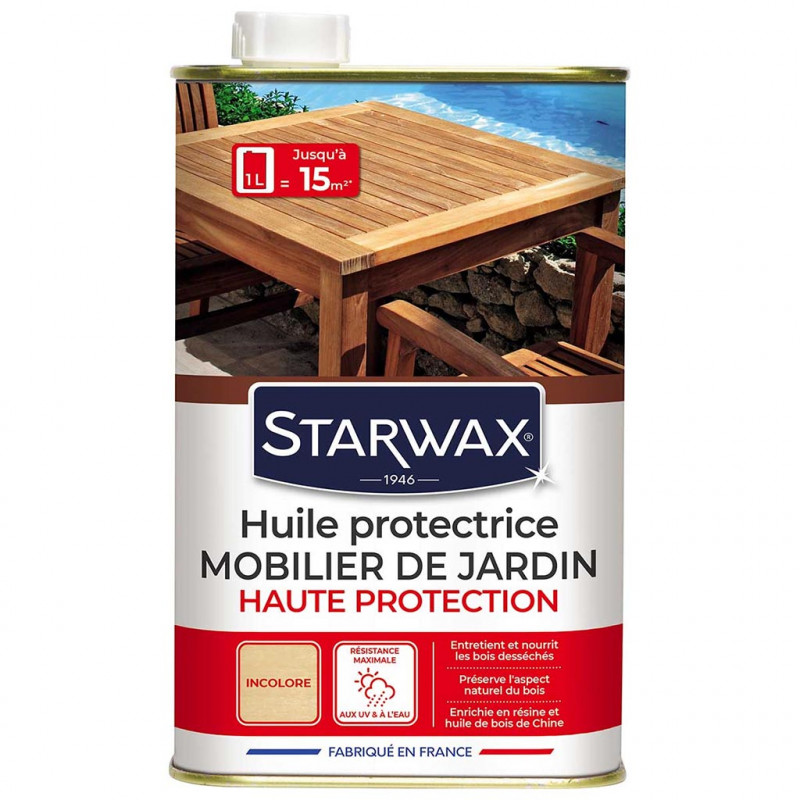 Huile haute protection pour mobilier de jardin en bois 1L STARWAX
