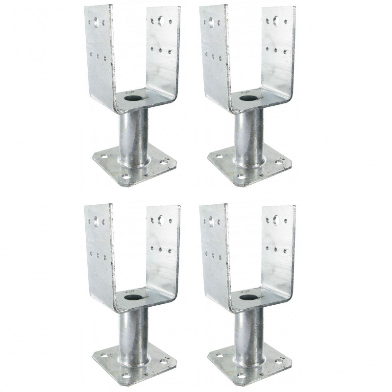 Lot de 4 Pieds de poteau en U sur platine PPUP