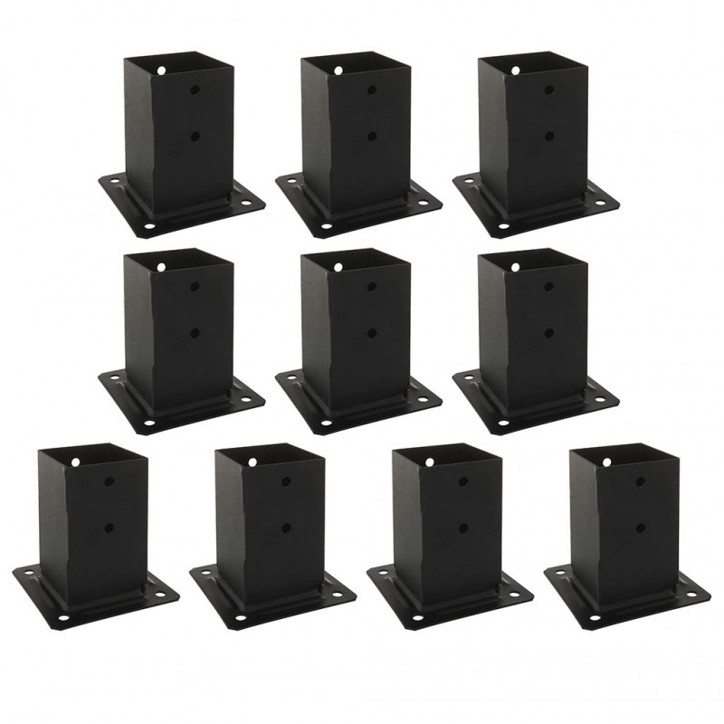 Lot de 10 Pieds de poteau carrés de jardin - finition noire PPJBT70PB SIMPSON