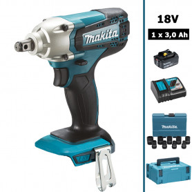 Boulonneuse à chocs 18V 190Nm 1/2" DTW190 avec 1 batterie 3Ah + Coffret 9 douilles + Makpac MAKITA