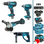 Pack 18V : DDF482 + DGA504 + DHR202 + DTD152 avec 3+1 batteries 5Ah + 3 Makpac + Sac (offert) MAKITA