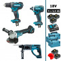 Pack 18V : DDF482 + DGA504 + DHR202 + DTD152 avec 3+2 batteries 5Ah + 3 Makpac MAKITA