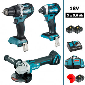 Pack immanquable Expert Pro BL Motor 18V : DDF484 + DTD154 + DGA506 avec 2+1 batteries 5Ah + Sac MAKITA Pack immanquable Expert Pro BL Motor 18V : DDF484 + DTD154 + DGA506 avec 2+1 batteries 5Ah + Sac MAKITA