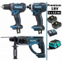 Pack Makita Premium 18V 5Ah: Perceuse 62Nm DDF482 + Perforateur 2J DHR202 + Visseuse à chocs 165Nm DTD152 + 2 batteries + sac