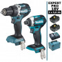 Pack Makita EXPERT PRO BL Motor 18V 2 machines 2 batt 5Ah Perceuse DDF484 + Visseuse à chocs DTD154 sans charbon avec Makpac