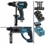 Pack Makita Power PRO 18V: Perceuse 91Nm DDF458 + Perforateur 2J DHR202 + 3 batt 5Ah + 2 Coffrets Makpac MAKITA