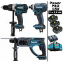 Pack Makita Power PRO 18V: Perceuse 91Nm DDF458 + Perfo 2J DHR202 + Visseuse à chocs 165Nm DTD152 + 3 batt 5Ah + sac MAKITA