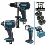 Pack Makita Power PRO 18V: Perceuse 91Nm DDF458 + Visseuse à chocs 165Nm DTD152 + Lampe Torche LED 180lm DEADML802 + 3 batt 5Ah