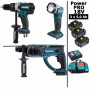 Pack Makita Power PRO 18V: Perceuse 91Nm DDF458 + Perfo 2J DHR202 + Lampe Torche Led 180lm + 3 batt 5Ah + sac MAKITA