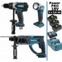 Pack Makita Power PRO 18V: Perceuse 91Nm DDF458 + Perfo 2J DHR202 + Lampe Torche Led 180lm + 3 batt 5Ah + 2 coffrets MAKPAC