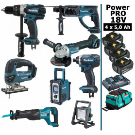 Pack Power PRO 8 outils 18V: Perceuse DDF458 + Perfo DHR202 + Meuleuse DGA504 + Visseuse à choc DTD152 + Scie sauteuse DJV180 + Pack Power PRO 8 outils 18V: Perceuse DDF458 + Perfo DHR202 + Meuleuse DGA504 + Visseuse à choc DTD152 + Scie sauteuse DJV180 +