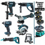 Pack MAKITA Power PRO 7 outils 18V : DDF458 + DHR202 + DTD152 + DGA504 + DSS610 + DJR186 + DEADML805 + 3 batt 5Ah + sac