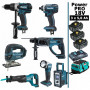 Pack Makita Power PRO 7 outils 18V: DDF458 + DTD152 + DHR202 + DJV180 + DJR186 + DMR108 + DEADML802 + sac