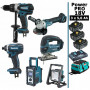 Pack MAKITA Power PRO 6 outils 18V : DDF458 + DTD152 + DGA504 + DJV180 + DMR108 + DEADML805 + 3 batt 5ah + sac