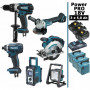 Pack Power PRO 6 outils 18V: Perceuse DDF458 + Visseuse à choc DTD152 + Meuleuse DGA504 + Scie circulaire DSS610 + Radio DMR108