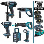 Pack Makita Power PRO 6 outils 18V: Perceuse DDF458 + Visseuse à choc DTD152 + Perforateur DHR202 + Scie récipro DJR186 + Radio